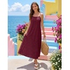 MEROKEETY Women’s Summer Maxi Dress Boho Spaghetti Straps Sundress | Sleeveless, Casual, Floral Lace Eyelet, Fully Lined, Flowy, A Line, Cute, Trendy, Long Dress for Beach Vacation, Travel(Wine)