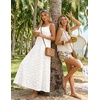 MEROKEETY Women’s Summer Maxi Dress Boho Spaghetti Straps Sundress | Sleeveless, Casual, Floral Lace Eyelet, Fully Lined, Flowy, A Line, Cute, Trendy, Long Dress for Beach Vacation, Travel(White)