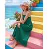 MEROKEETY Women’s Summer Maxi Dress Boho Spaghetti Straps Sundress | Sleeveless, Casual, Floral Lace Eyelet, Fully Lined, Flowy, A Line, Cute, Trendy, Long Dress for Beach Vacation, Travel(Green)