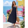 MEROKEETY Women’s Summer Maxi Dress Boho Spaghetti Straps Sundress | Sleeveless, Casual, Floral Lace Eyelet, Fully Lined, Flowy, A Line, Cute, Trendy, Long Dress for Beach Vacation, Travel(Navy)