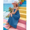 MEROKEETY Women’s Summer Maxi Dress Boho Spaghetti Straps Sundress | Sleeveless, Casual, Floral Lace Eyelet, Fully Lined, Flowy, A Line, Cute, Trendy, Long Dress for Beach Vacation, Travel(Dustyblue)