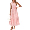 MEROKEETY Summer Casual Sleeveless V Neck Midi Maxi Cotton Dress Women 2026 | Shirred Waist, Eyelets, Tiered, Lined, with Pockets, Boho, Semi Formal, Modest, Vacation, Bridal Shower, Church, Long Dresses(Pinkgingham)