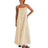 MEROKEETY Women’s Summer Maxi Dress Boho Spaghetti Straps Sundress | Sleeveless, Casual, Floral Lace Eyelet, Fully Lined, Flowy, A Line, Cute, Trendy, Long Dress for Beach Vacation, Travel(Apricot)
