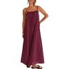 MEROKEETY Women’s Summer Maxi Dress Boho Spaghetti Straps Sundress | Sleeveless, Casual, Floral Lace Eyelet, Fully Lined, Flowy, A Line, Cute, Trendy, Long Dress for Beach Vacation, Travel(Wine)