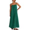MEROKEETY Women’s Summer Maxi Dress Boho Spaghetti Straps Sundress | Sleeveless, Casual, Floral Lace Eyelet, Fully Lined, Flowy, A Line, Cute, Trendy, Long Dress for Beach Vacation, Travel(Green)