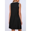 MEROKEETY Womens Casual Summer Sleeveless Tank Contrast Sun Dress 2026 | Knee Length, Rayon, Jersey, Soft, Beach, Vacation, Striped Trim, Crewneck, Petite, Short Shift Dresses, Swing Sundresses(Black)