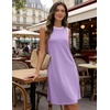 MEROKEETY Womens Casual Summer Sleeveless Tank Contrast Sun Dress 2026 | Knee Length, Rayon, Jersey, Soft, Beach, Vacation, Striped Trim, Crewneck, Petite, Short Shift Dresses, Swing Sundresses(Lilac)