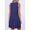 MEROKEETY Womens Casual Summer Sleeveless Tank Contrast Sun Dress 2026 | Knee Length, Rayon, Jersey, Soft, Beach, Vacation, Striped Trim, Crewneck, Petite, Short Shift Dresses, Swing Sundresses(Navy)