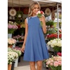MEROKEETY Womens Casual Summer Sleeveless Tank Contrast Sun Dress 2026 | Knee Length, Rayon, Jersey, Soft, Beach, Vacation, Striped Trim, Crewneck, Petite, Short Shift Dresses, Swing Sundresses(Darkblue)