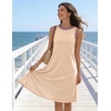 MEROKEETY Womens Casual Summer Sleeveless Tank Contrast Sun Dress 2026 | Knee Length, Rayon, Jersey, Soft, Beach, Vacation, Striped Trim, Crewneck, Petite, Short Shift Dresses, Swing Sundresses(Apricot)