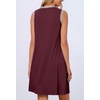 MEROKEETY Womens Casual Summer Sleeveless Tank Contrast Sun Dress 2026 | Knee Length, Rayon, Jersey, Soft, Beach, Vacation, Striped Trim, Crewneck, Petite, Short Shift Dresses, Swing Sundresses(Wine)