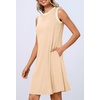 MEROKEETY Womens Casual Summer Sleeveless Tank Contrast Sun Dress 2026 | Knee Length, Rayon, Jersey, Soft, Beach, Vacation, Striped Trim, Crewneck, Petite, Short Shift Dresses, Swing Sundresses(Apricot2)