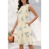 MEROKEETY Womens Casual Summer Sleeveless Tank Contrast Sun Dress 2026 | Knee Length, Rayon, Jersey, Soft, Beach, Vacation, Striped Trim, Crewneck, Petite, Short Shift Dresses, Swing Sundresses(Floral1)