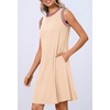 MEROKEETY Womens Casual Summer Sleeveless Tank Contrast Sun Dress 2026 | Knee Length, Rayon, Jersey, Soft, Beach, Vacation, Striped Trim, Crewneck, Petite, Short Shift Dresses, Swing Sundresses(Apricot)