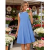 MEROKEETY Womens Casual Summer Sleeveless Tank Contrast Sun Dress 2026 | Knee Length, Rayon, Jersey, Soft, Beach, Vacation, Striped Trim, Crewneck, Petite, Short Shift Dresses, Swing Sundresses(Lightblue)