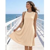 MEROKEETY Womens Casual Summer Sleeveless Tank Contrast Sun Dress 2026 | Knee Length, Rayon, Jersey, Soft, Beach, Vacation, Striped Trim, Crewneck, Petite, Short Shift Dresses, Swing Sundresses(Apricot2)