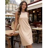 MEROKEETY Womens Casual Summer Sleeveless Tank Contrast Sun Dress 2026 | Knee Length, Rayon, Jersey, Soft, Beach, Vacation, Striped Trim, Crewneck, Petite, Short Shift Dresses, Swing Sundresses(Apricot)