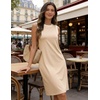 MEROKEETY Womens Casual Summer Sleeveless Tank Contrast Sun Dress 2026 | Knee Length, Rayon, Jersey, Soft, Beach, Vacation, Striped Trim, Crewneck, Petite, Short Shift Dresses, Swing Sundresses(Apricot2)