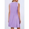 MEROKEETY Womens Casual Summer Sleeveless Tank Contrast Sun Dress 2026 | Knee Length, Rayon, Jersey, Soft, Beach, Vacation, Striped Trim, Crewneck, Petite, Short Shift Dresses, Swing Sundresses(Lilac)
