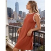 MEROKEETY Womens Casual Summer Sleeveless Tank Contrast Sun Dress 2026 | Knee Length, Rayon, Jersey, Soft, Beach, Vacation, Striped Trim, Crewneck, Petite, Short Shift Dresses, Swing Sundresses(Caramel)