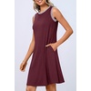 MEROKEETY Womens Casual Summer Sleeveless Tank Contrast Sun Dress 2026 | Knee Length, Rayon, Jersey, Soft, Beach, Vacation, Striped Trim, Crewneck, Petite, Short Shift Dresses, Swing Sundresses(Wine)