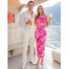 MEROKEETY Women’s Floral Wedding Guest Bridal Shower Dress | Sleeveless, 2026 Summer Maxi Dress, Mesh, Bodycon, Lined, Mermaid, Formal Elegant, Prom, Baby Shower, Cocktail Party Dress(Hotpink)