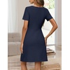 MEROKEETY Women’s Summer Business Casual Work Office Mini Dress | Short Sleeve, Bodycon A Line, Mini Dress, Decorative Faux Pockets, Metal Buckle Belt, Elegant Classy, Cocktail, Graduation(Navy)