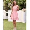 MEROKEETY Womens Summer Casual Beach Vacation Sleeveless Mini Sundress 2026 | V Neck, A Line, Solid Color, Ruffle Hem, Flowy Swing Sun Dress, Elastic Waist, Cotton, Wedding Guest Graduation Short Dress(Pink)