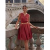 MEROKEETY Womens Summer Casual Beach Vacation Sleeveless Mini Sundress 2026 | V Neck, A Line, Solid Color, Ruffle Hem, Flowy Swing Sun Dress, Elastic Waist, Cotton, Wedding Guest Graduation Short Dress(Red)