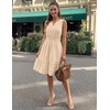 MEROKEETY Womens Summer Casual Beach Vacation Sleeveless Mini Sundress 2026 | V Neck, A Line, Solid Color, Ruffle Hem, Flowy Swing Sun Dress, Elastic Waist, Cotton, Wedding Guest Graduation Short Dress(Apricot)
