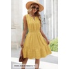 MEROKEETY Womens Summer Casual Beach Vacation Sleeveless Mini Sundress 2026 | V Neck, A Line, Solid Color, Ruffle Hem, Flowy Swing Sun Dress, Elastic Waist, Cotton, Wedding Guest Graduation Short Dress(Yellow)