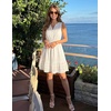 MEROKEETY Womens Summer Casual Beach Vacation Sleeveless Mini Sundress 2026 | V Neck, A Line, Solid Color, Ruffle Hem, Flowy Swing Sun Dress, Elastic Waist, Cotton, Wedding Guest Graduation Short Dress(White)