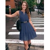 MEROKEETY Womens Summer Casual Beach Vacation Sleeveless Mini Sundress 2026 | V Neck, A Line, Solid Color, Ruffle Hem, Flowy Swing Sun Dress, Elastic Waist, Cotton, Wedding Guest Graduation Short Dress(Navy)