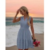 MEROKEETY Womens Summer Casual Beach Vacation Sleeveless Mini Sundress 2026 | V Neck, A Line, Solid Color, Ruffle Hem, Flowy Swing Sun Dress, Elastic Waist, Cotton, Wedding Guest Graduation Short Dress(Dusty Blue)