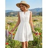 MEROKEETY Womens Summer Casual Beach Vacation Sleeveless Mini Sundress 2026 | V Neck, A Line, Solid Color, Ruffle Hem, Flowy Swing Sun Dress, Elastic Waist, Cotton, Wedding Guest Graduation Short Dress(White)