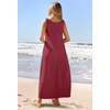 MEROKEETY Women’s Summer Sleeveless Maxi Dress Beach Sundress | Casual Scoop Neck Tank Dress, Cotton, Boho Vacation, Loose Fit, Side Pockets, A-Line, Floral Long Dress, Spring Outfits(Wine)