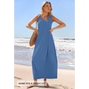 MEROKEETY Women’s Summer Sleeveless Maxi Dress Beach Sundress | Casual Scoop Neck Tank Dress, Cotton, Boho Vacation, Loose Fit, Side Pockets, A-Line, Floral Long Dress, Spring Outfits(Darkblue)