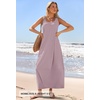 MEROKEETY Women’s Summer Sleeveless Maxi Dress Beach Sundress | Casual Scoop Neck Tank Dress, Cotton, Boho Vacation, Loose Fit, Side Pockets, A-Line, Floral Long Dress, Spring Outfits(Taro)