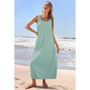 MEROKEETY Women’s Summer Sleeveless Maxi Dress Beach Sundress | Casual Scoop Neck Tank Dress, Cotton, Boho Vacation, Loose Fit, Side Pockets, A-Line, Floral Long Dress, Spring Outfits(Sage)