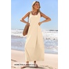 MEROKEETY Women’s Summer Sleeveless Maxi Dress Beach Sundress | Casual Scoop Neck Tank Dress, Cotton, Boho Vacation, Loose Fit, Side Pockets, A-Line, Floral Long Dress, Spring Outfits(Apricot)