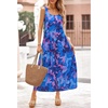 MEROKEETY Women’s Summer Sleeveless Maxi Dress Beach Sundress | Casual Scoop Neck Tank Dress, Cotton, Boho Vacation, Loose Fit, Side Pockets, A-Line, Floral Long Dress, Spring Outfits(Floralblue)