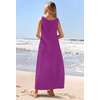 MEROKEETY Women’s Summer Sleeveless Maxi Dress Beach Sundress | Casual Scoop Neck Tank Dress, Cotton, Boho Vacation, Loose Fit, Side Pockets, A-Line, Floral Long Dress, Spring Outfits(Plum)