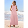 MEROKEETY Women’s Summer Sleeveless Maxi Dress Beach Sundress | Casual Scoop Neck Tank Dress, Cotton, Boho Vacation, Loose Fit, Side Pockets, A-Line, Floral Long Dress, Spring Outfits(Pink)