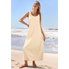 MEROKEETY Women’s Summer Sleeveless Maxi Dress Beach Sundress | Casual Scoop Neck Tank Dress, Cotton, Boho Vacation, Loose Fit, Side Pockets, A-Line, Floral Long Dress, Spring Outfits(Apricot)