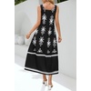 MEROKEETY Women’s Summer Sleeveless Maxi Dress Beach Sundress | Casual Scoop Neck Tank Dress, Cotton, Boho Vacation, Loose Fit, Side Pockets, A-Line, Floral Long Dress, Spring Outfits(Blackwhite)