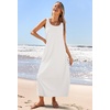 MEROKEETY Women’s Summer Sleeveless Maxi Dress Beach Sundress | Casual Scoop Neck Tank Dress, Cotton, Boho Vacation, Loose Fit, Side Pockets, A-Line, Floral Long Dress, Spring Outfits(White)