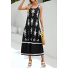 MEROKEETY Women’s Summer Sleeveless Maxi Dress Beach Sundress | Casual Scoop Neck Tank Dress, Cotton, Boho Vacation, Loose Fit, Side Pockets, A-Line, Floral Long Dress, Spring Outfits(Blackwhite)