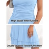 MEROKEETY Women’s Summer Strapless Tube Mini Sundresses | Off the Shoulder, Sleeveless, High Ruched Waist, Double Layered Ruffle Hem, Prom, Graduation, Party, Beach, Vacation(Blue)