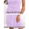 MEROKEETY Women’s Summer Strapless Tube Mini Sundresses | Off the Shoulder, Sleeveless, High Ruched Waist, Double Layered Ruffle Hem, Prom, Graduation, Party, Beach, Vacation(Light Purple)