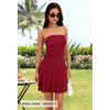 MEROKEETY Women’s Summer Strapless Tube Mini Sundresses | Off the Shoulder, Sleeveless, High Ruched Waist, Double Layered Ruffle Hem, Prom, Graduation, Party, Beach, Vacation(Burgundy)